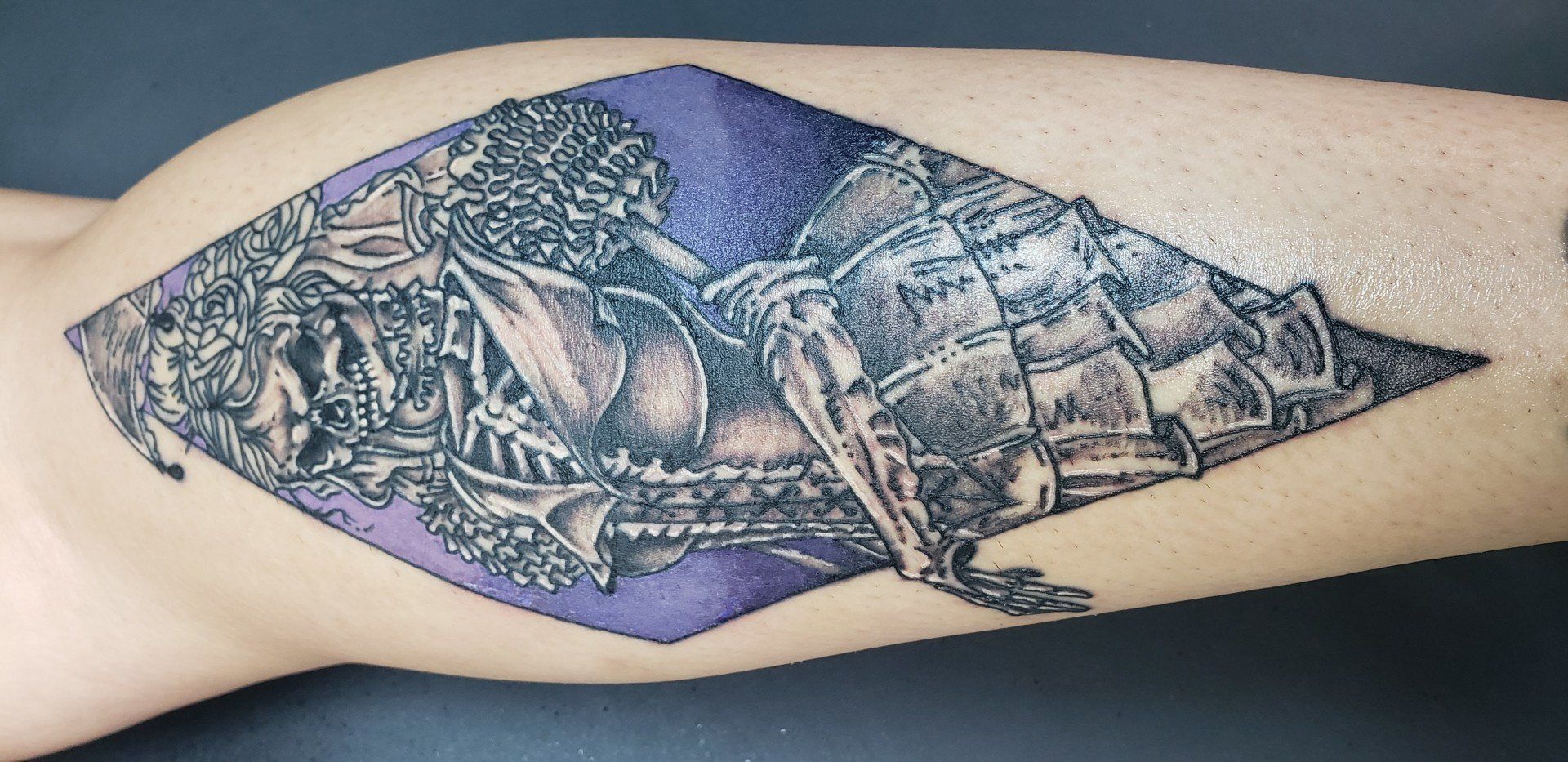 A Female Skeleton Dressed as Formal Tattoo — San Antonio, TX — Skin Graphics Tattoos & Body Piercing