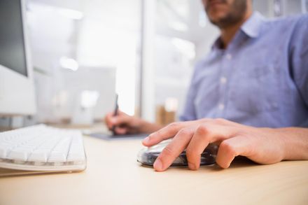 worker using the computer