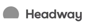 Headway logo: gray semi-circle next to the word 