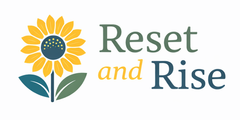 Logo featuring a sunflower and text: 
