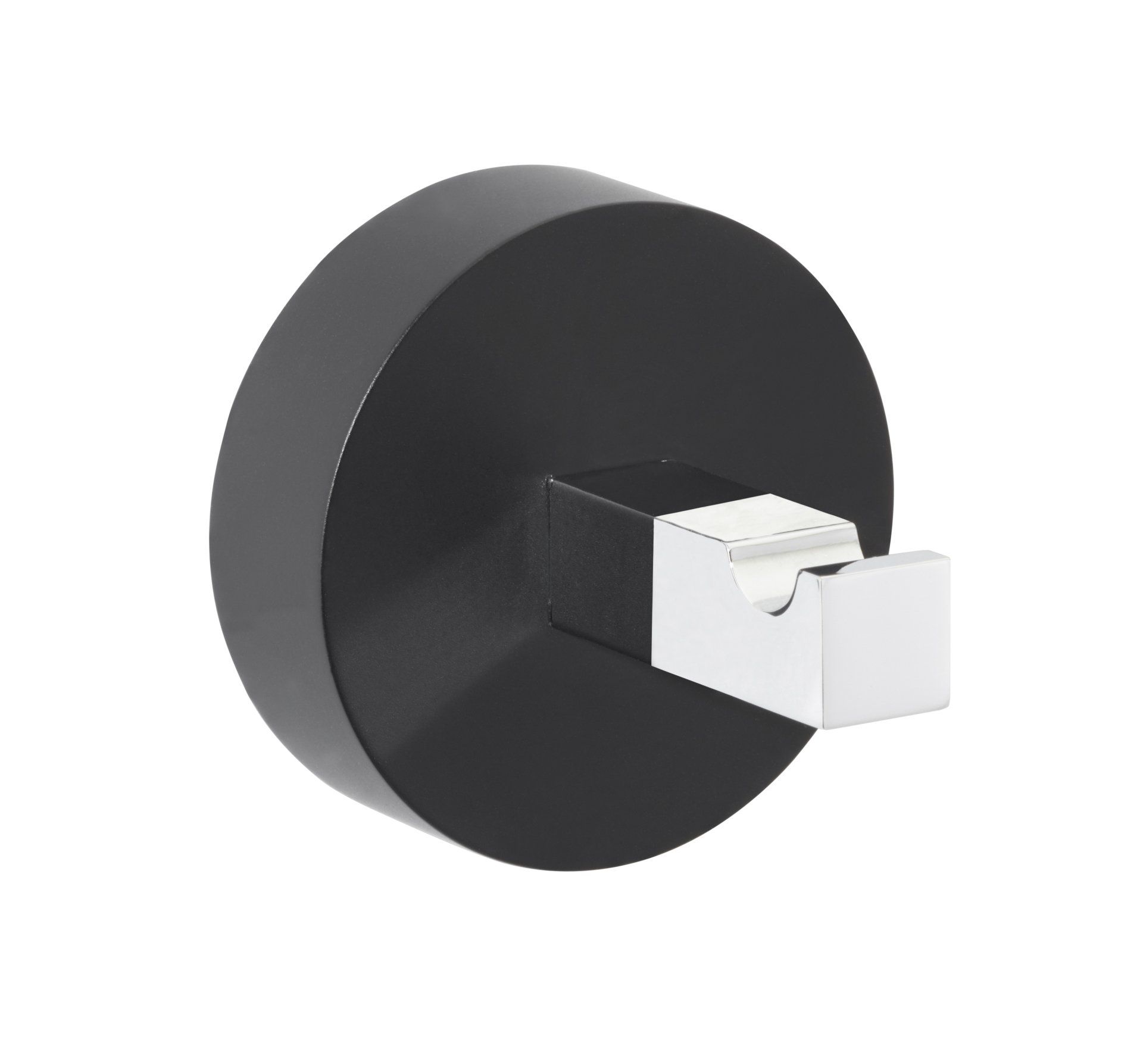 Ein schwarzer Kreis mit einem quadratischen Haken darauf