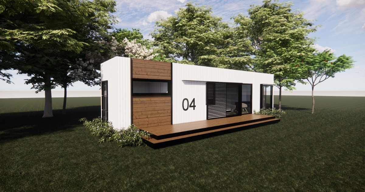 An artist 's impression of a house with the number 04 on the side.