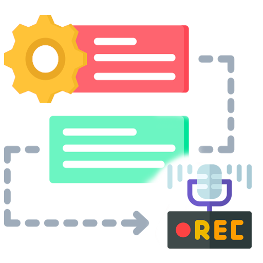 A cartoon illustration of a recording process with a microphone.