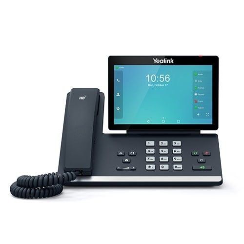 a black business voip phone with a screen