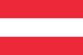 A red and white striped background with a white border.