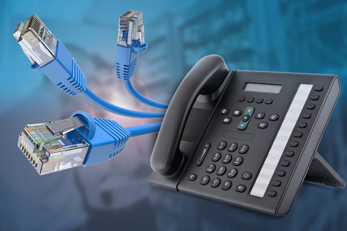 a close-up of a telephone provided with Iristel's business VoIP phone solutions