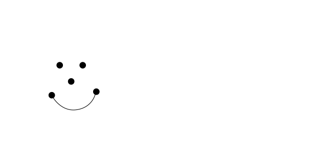 Um desenho em preto e branco de um rosto sorridente em um fundo branco.