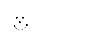 Um desenho em preto e branco de um rosto sorridente em um fundo branco.