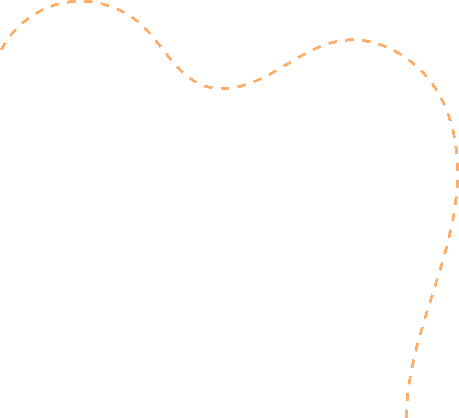 Uma linha curva com pontos laranja em um fundo branco.