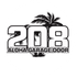 A black and white logo for 208 Aloha Garage Door