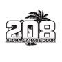 A black and white logo for 208 Aloha Garage Door