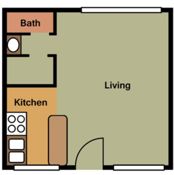 Studio Apartment - Approx. 460 SQ FT.
