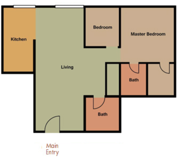 2 Bedroom Apartment - Approx. 1000 SQ FT.