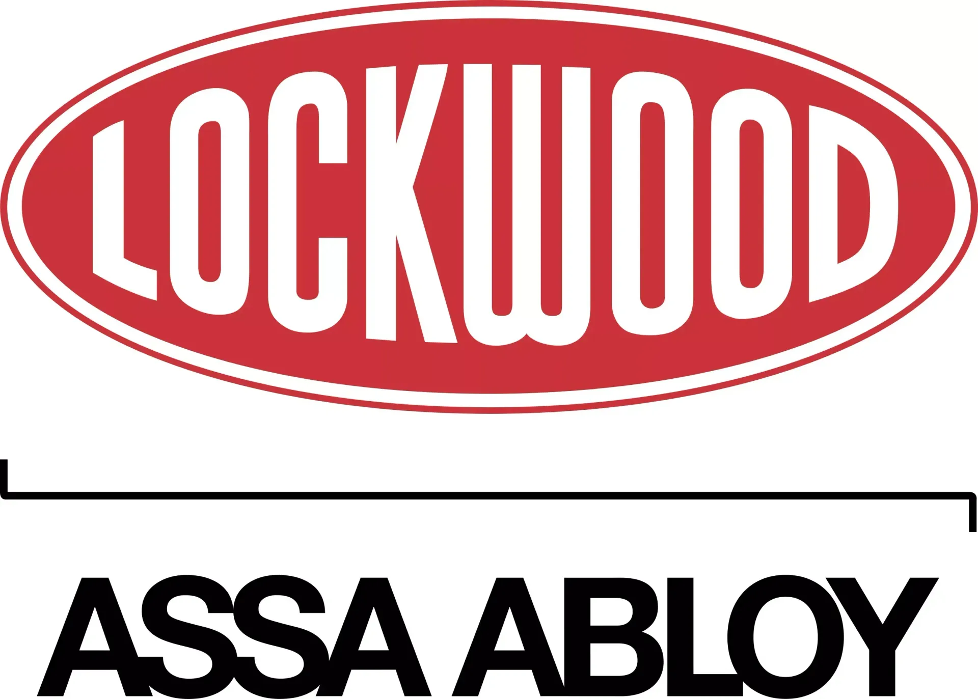 Lockwood logo in white text on a red oval, below, “ASSA ABLOY” in black text.— Locksmiths In Thuringowa Central, QLD