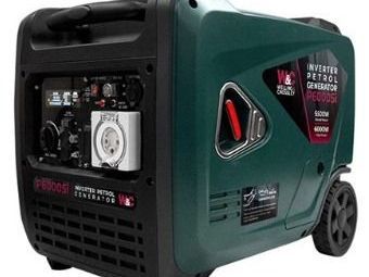 A Green and Black Inverter Petrol Generator With Wheels on a White Background — FarmCare in Mullumbimby, NSW