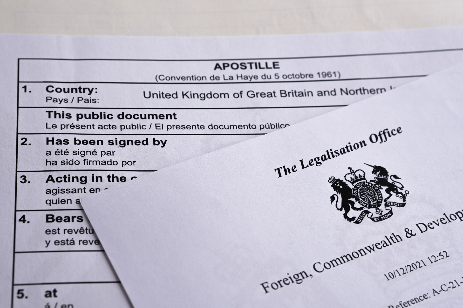 Two white legal documents