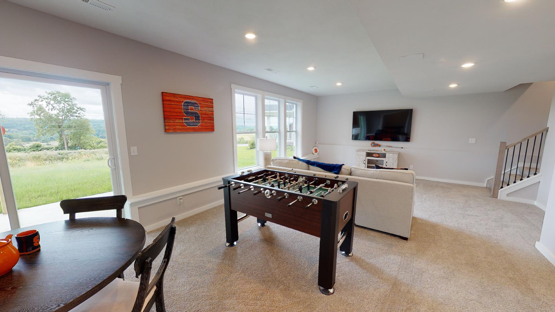 table set, table football, and living area