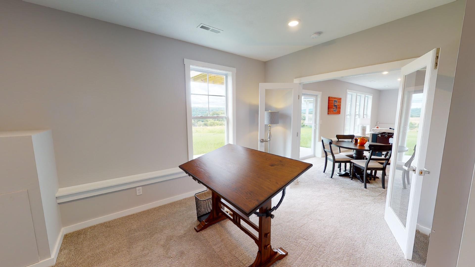 flex room with French doors