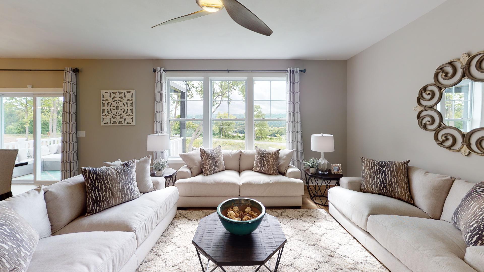 living room with 2 couches and a love seat