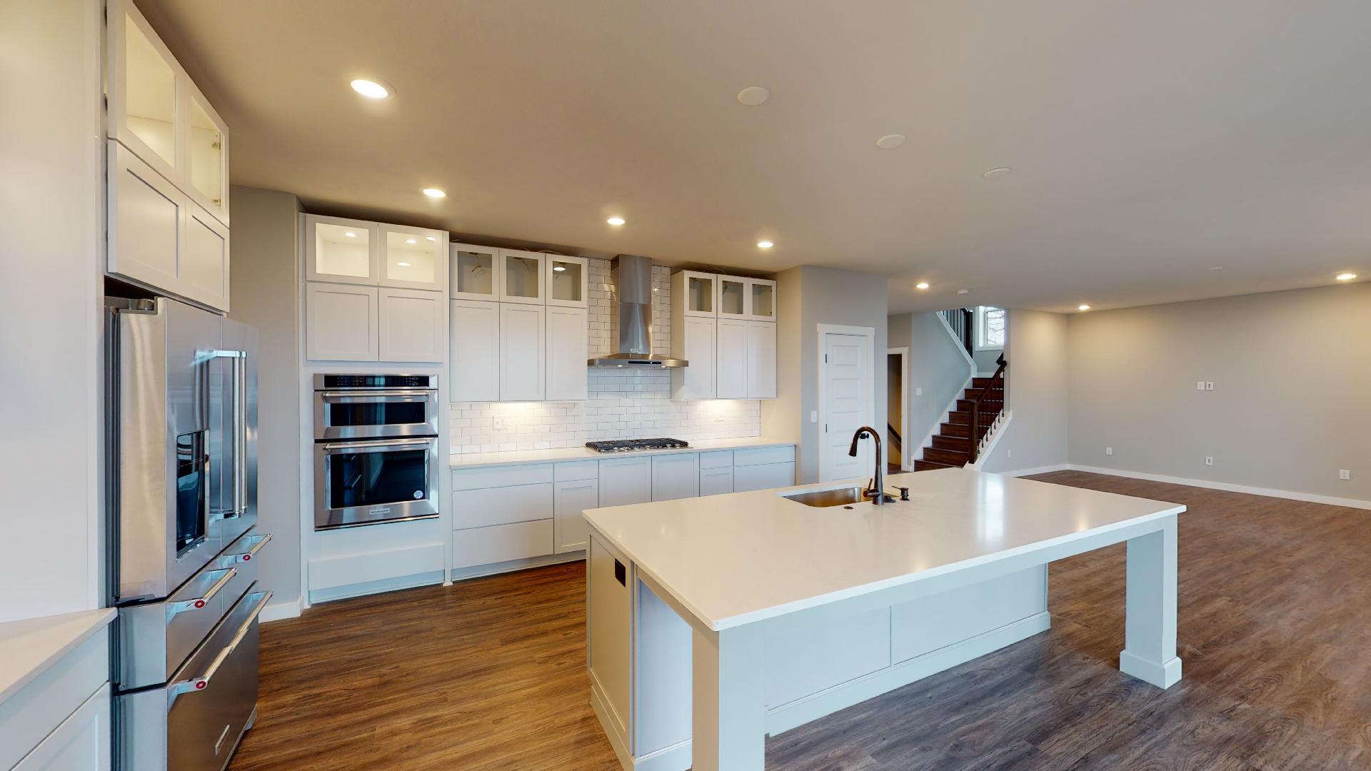 kitchen with stainless steel appliances and island