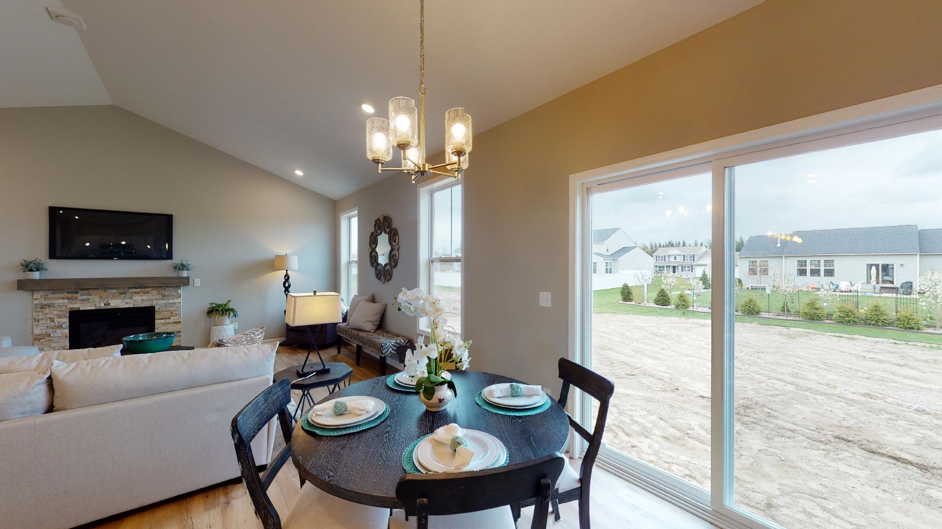 dinette with sliding door to backyard