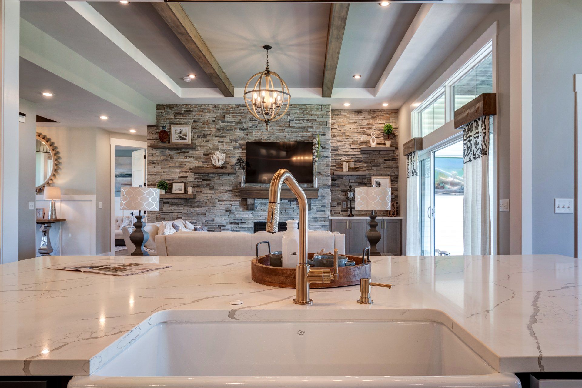 farm house sink in island