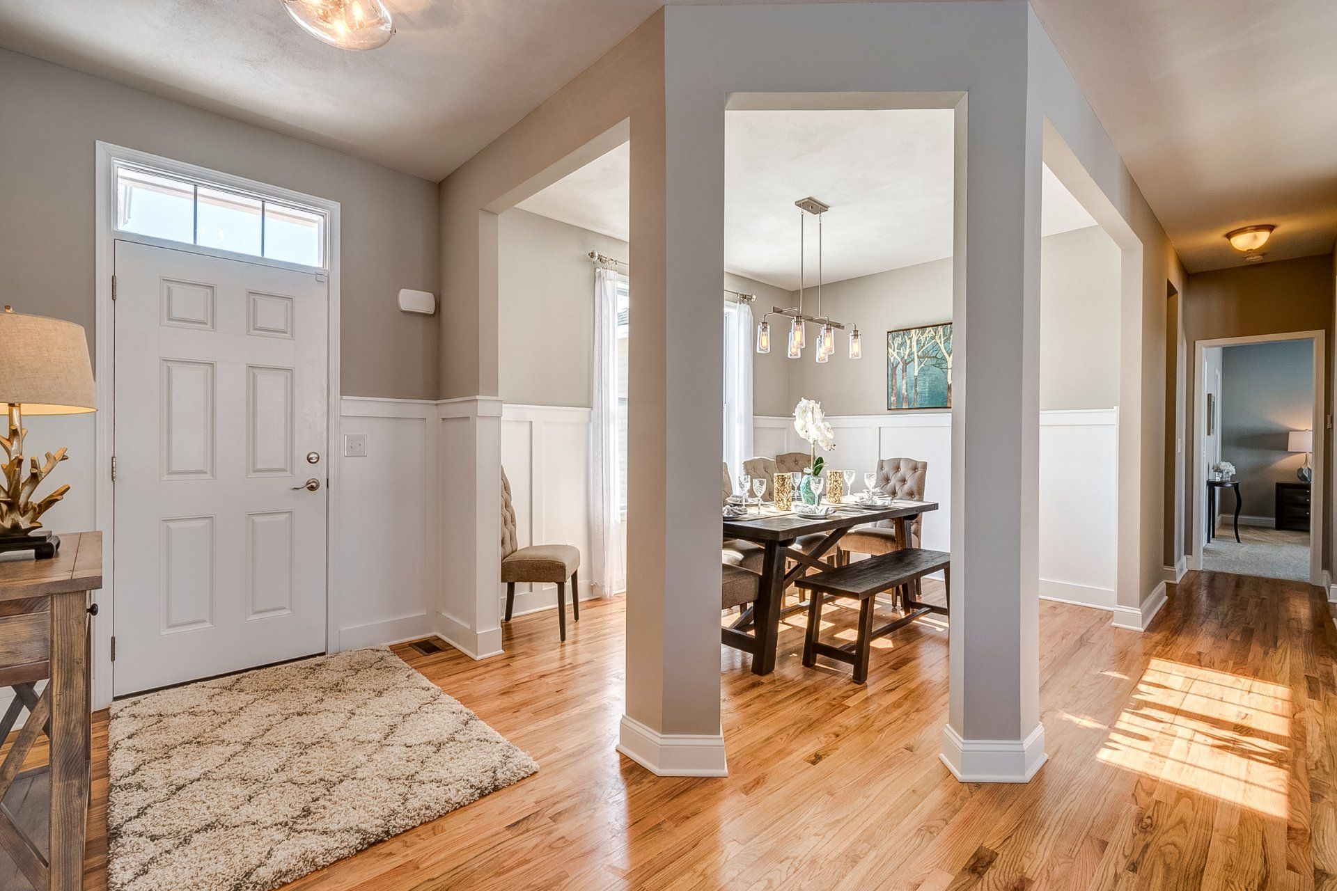 front entryway and dinning room