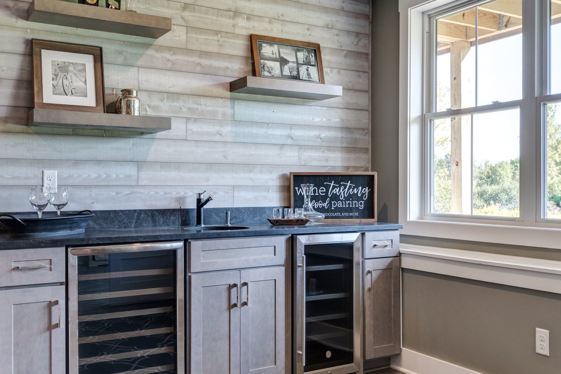 wet bar with two fridges