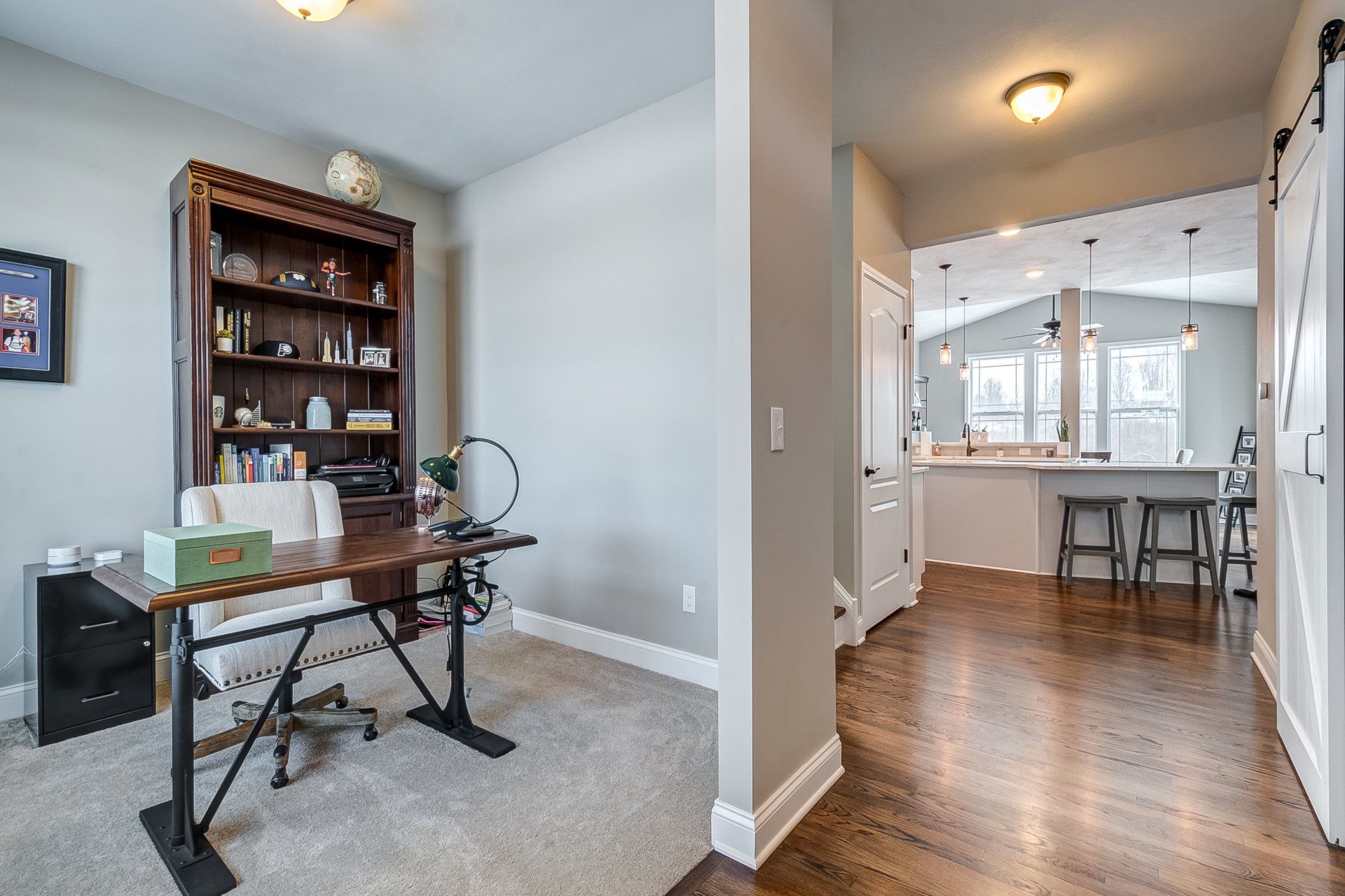 office/flex room and hallway to kitchen