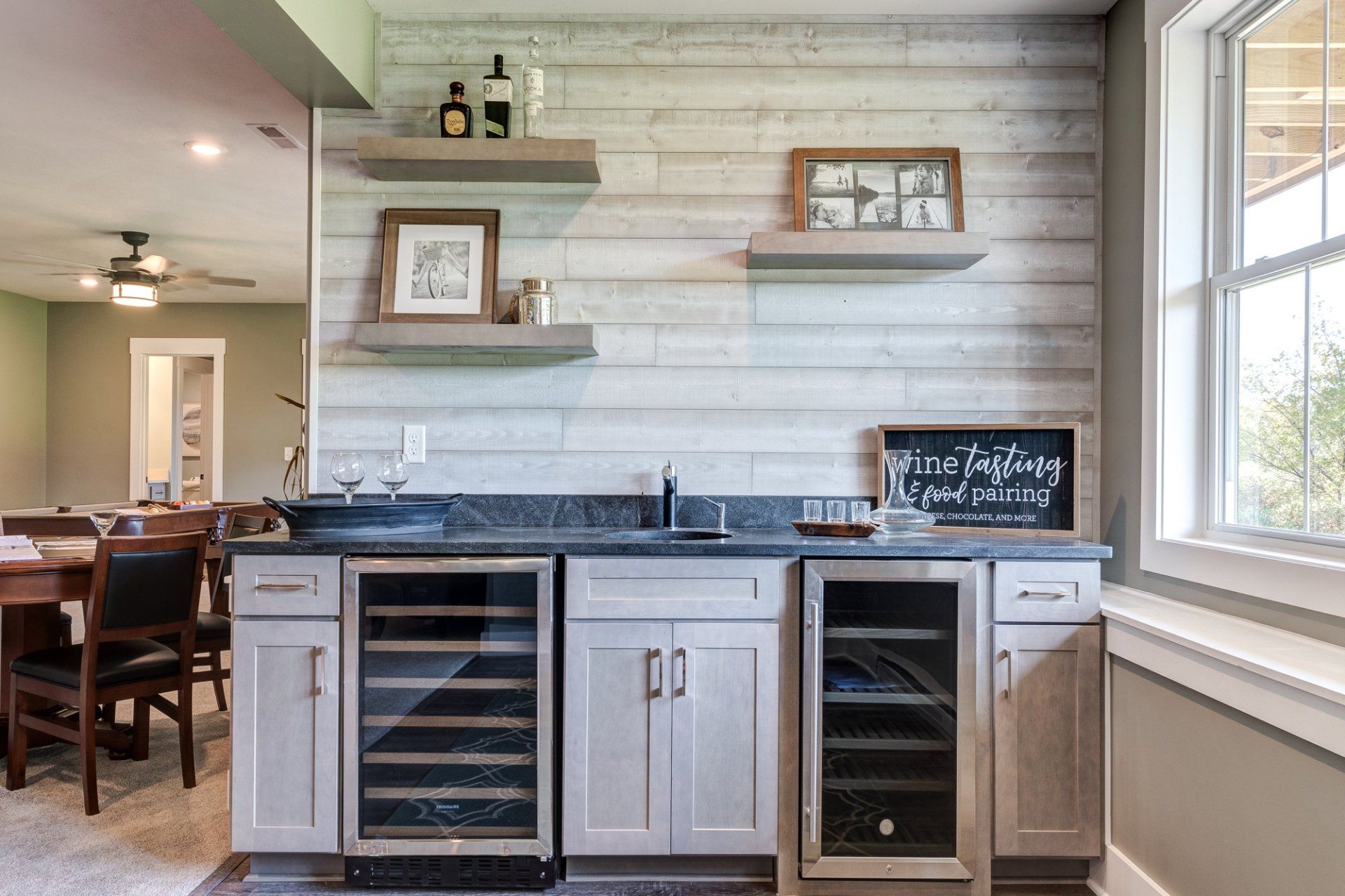 wet bar with two fridges