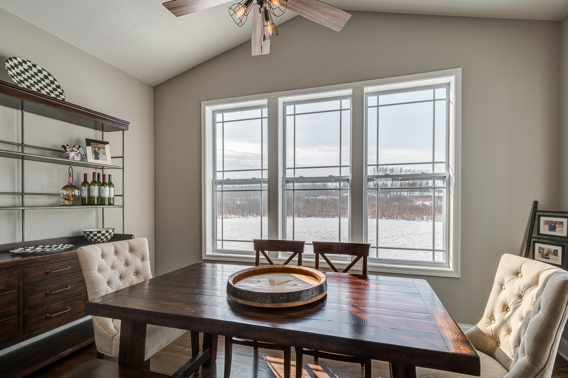 dining room set and windows