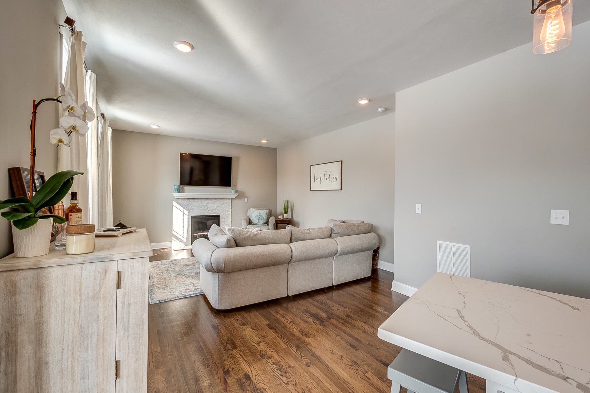 living room with fireplace