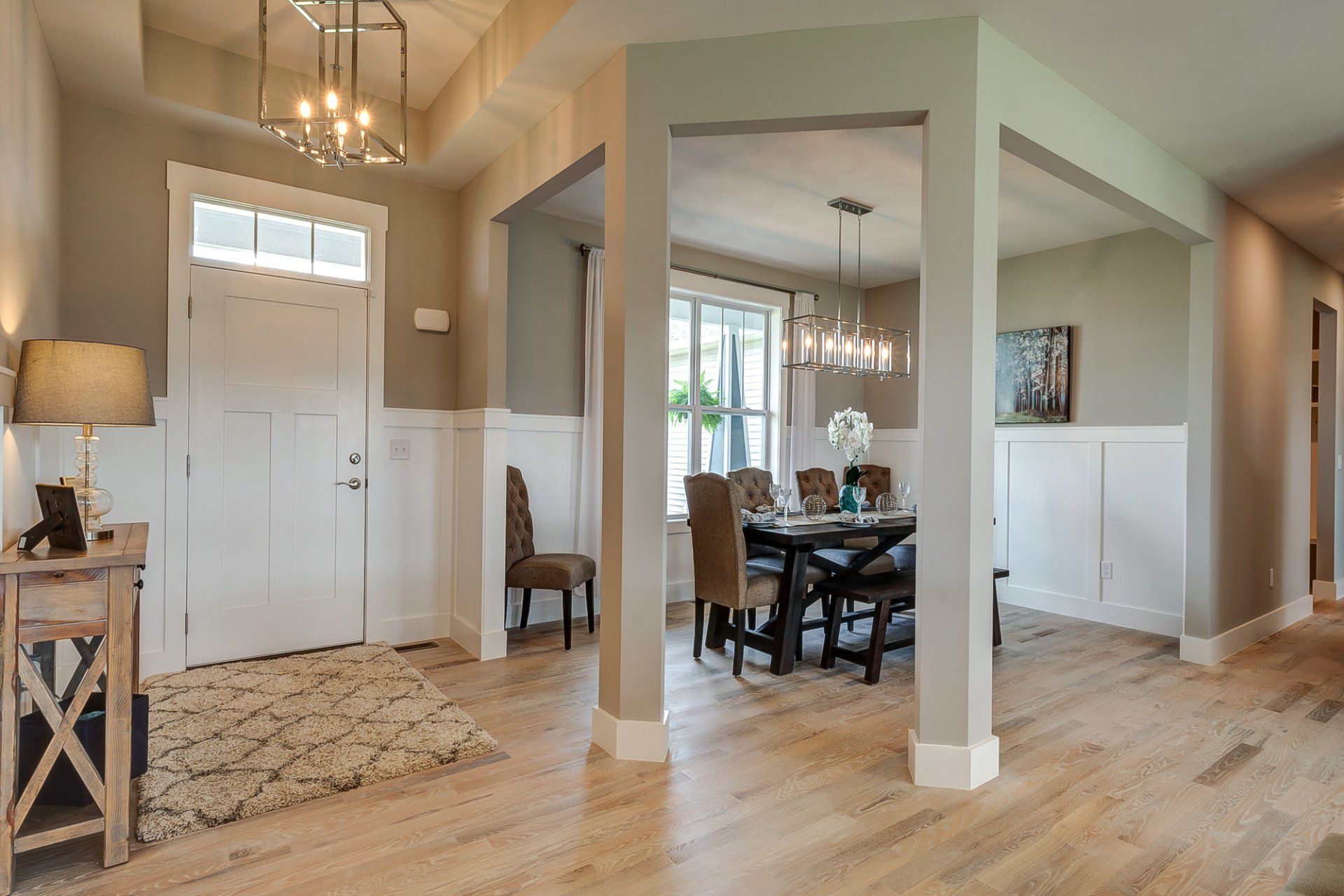 front entryway and dining room