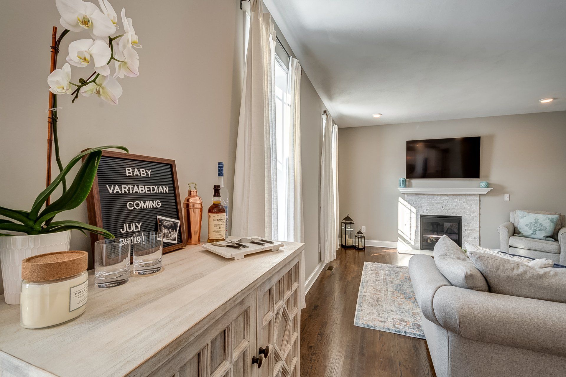 cabinet and living room windows