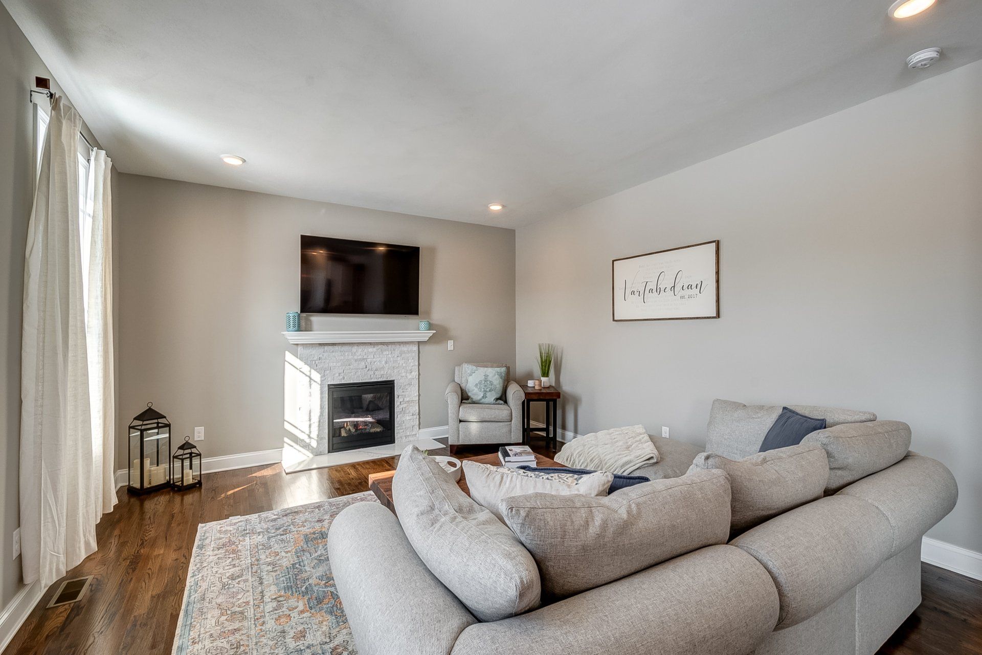 living room with fireplace