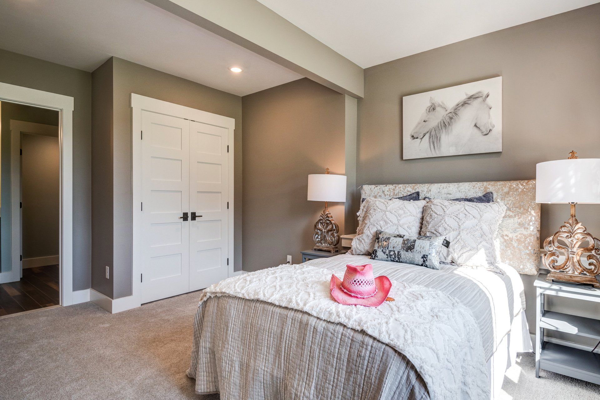 bedroom with double door closet