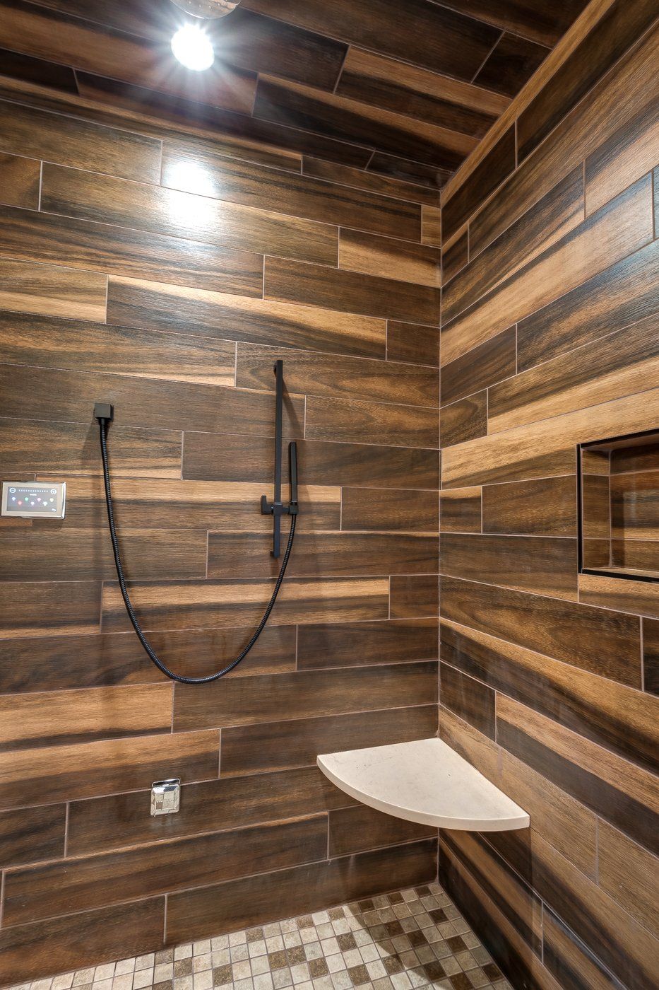tile shower with built-in seat