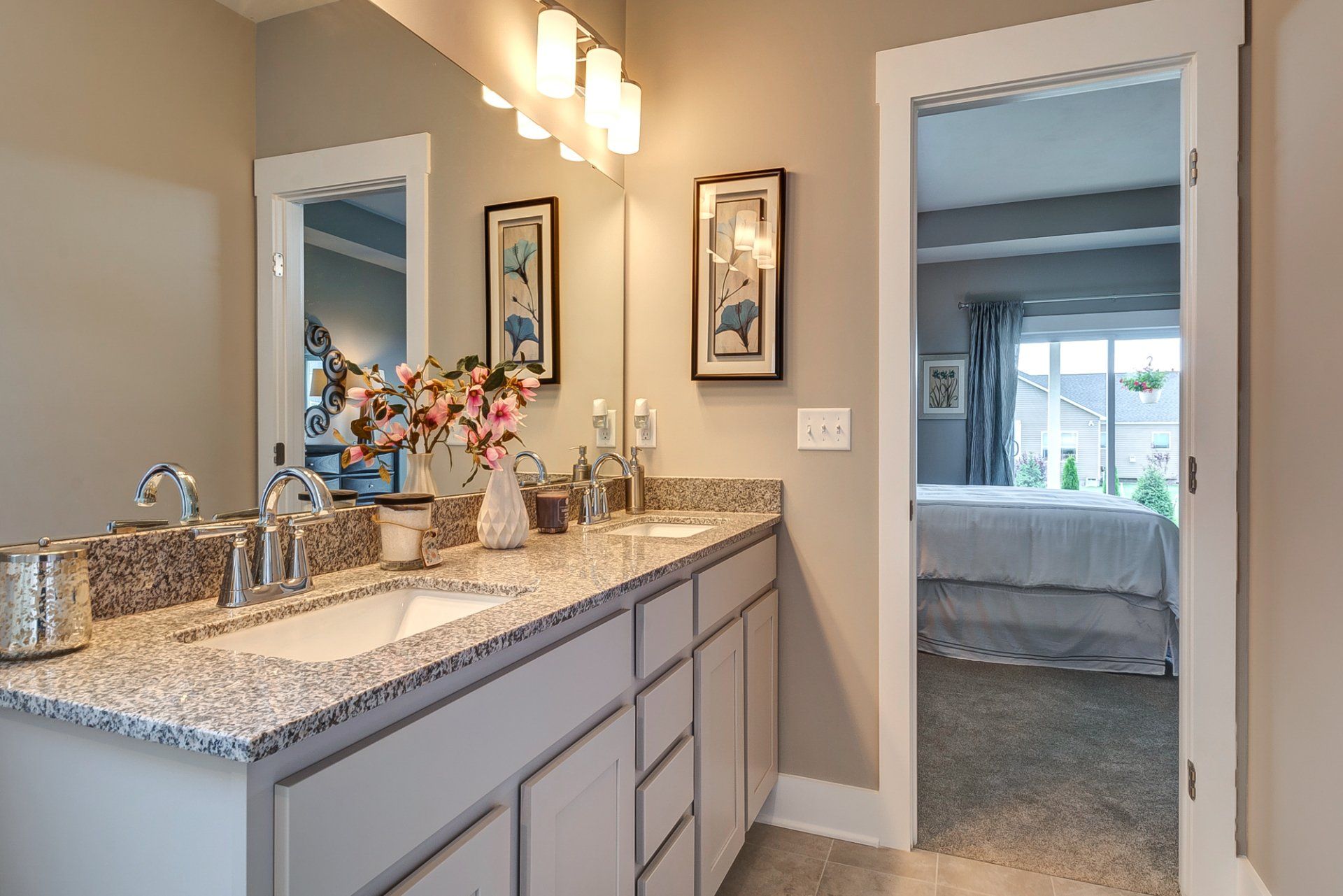primary bathroom with double vanity