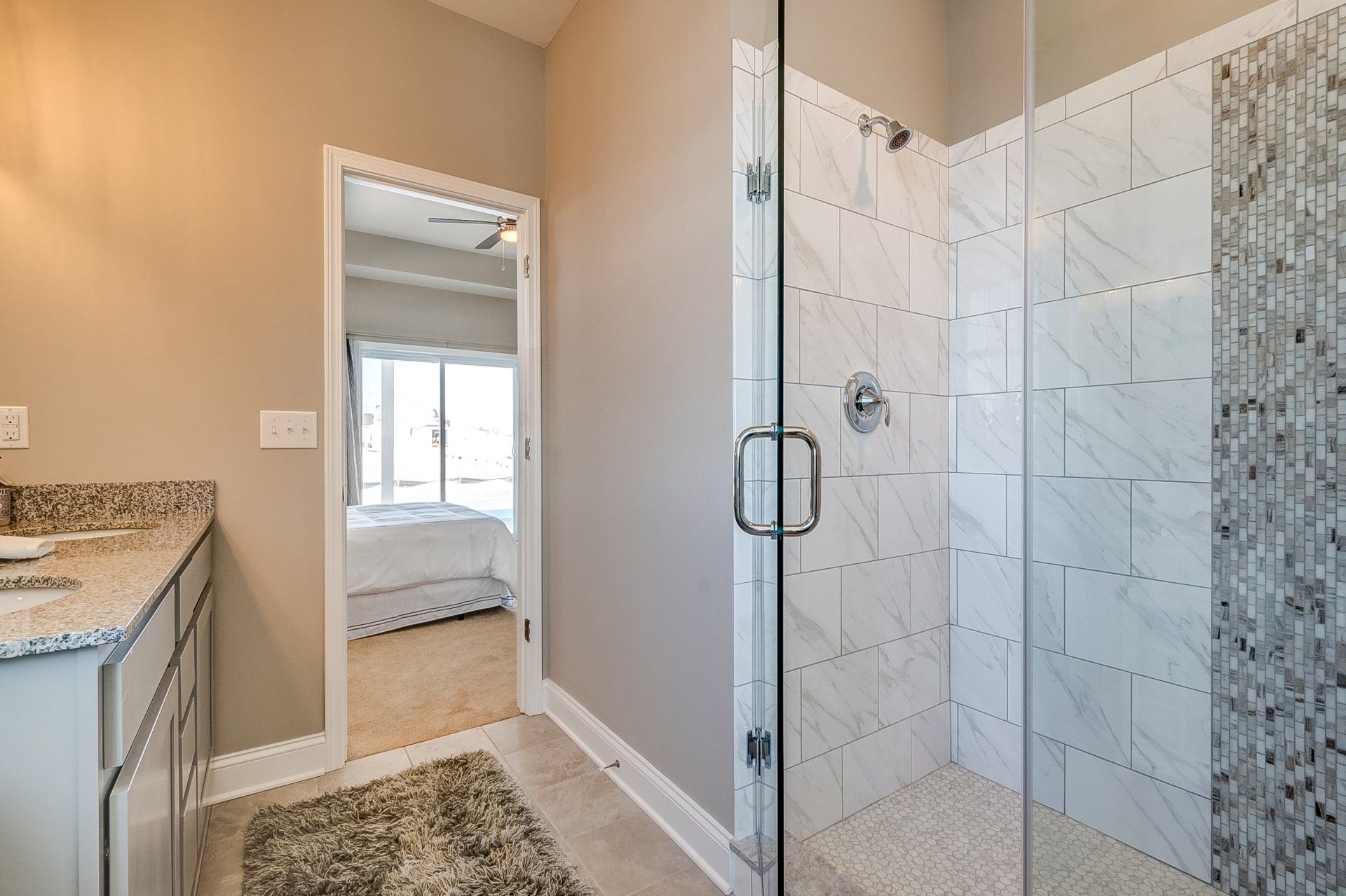 tile shower and double vanity