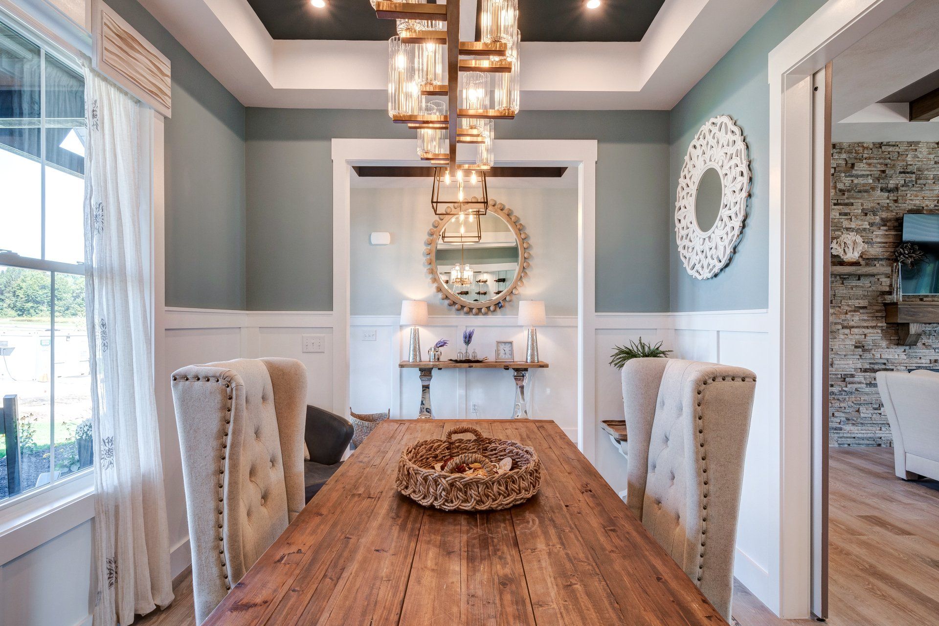 Dining room with hallway in background