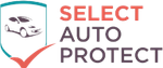 a logo for select auto protect with a car and a check mark .