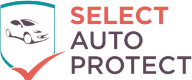 a logo for select auto protect with a car and a check mark .