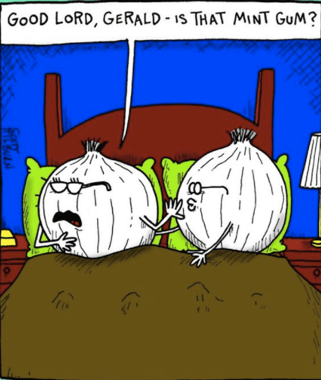 SUNDAY FUNNIES. GARLIC BREATH.