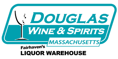 Logo for Douglas Wine & Spirits in Massachusetts; features a teal rectangle with a wine glass icon.