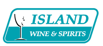 Logo of Island Wine & Spirits with a teal background and a wine glass icon.