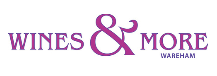 Logo for Wines & More in Wareham, featuring purple text.