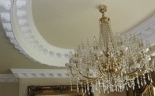 plastering along chandelier