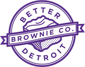 Purple circular logo: Better Brownie Co. Detroit, with a brownie graphic.