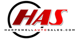 The logo for harpswellautosales.com is red and black