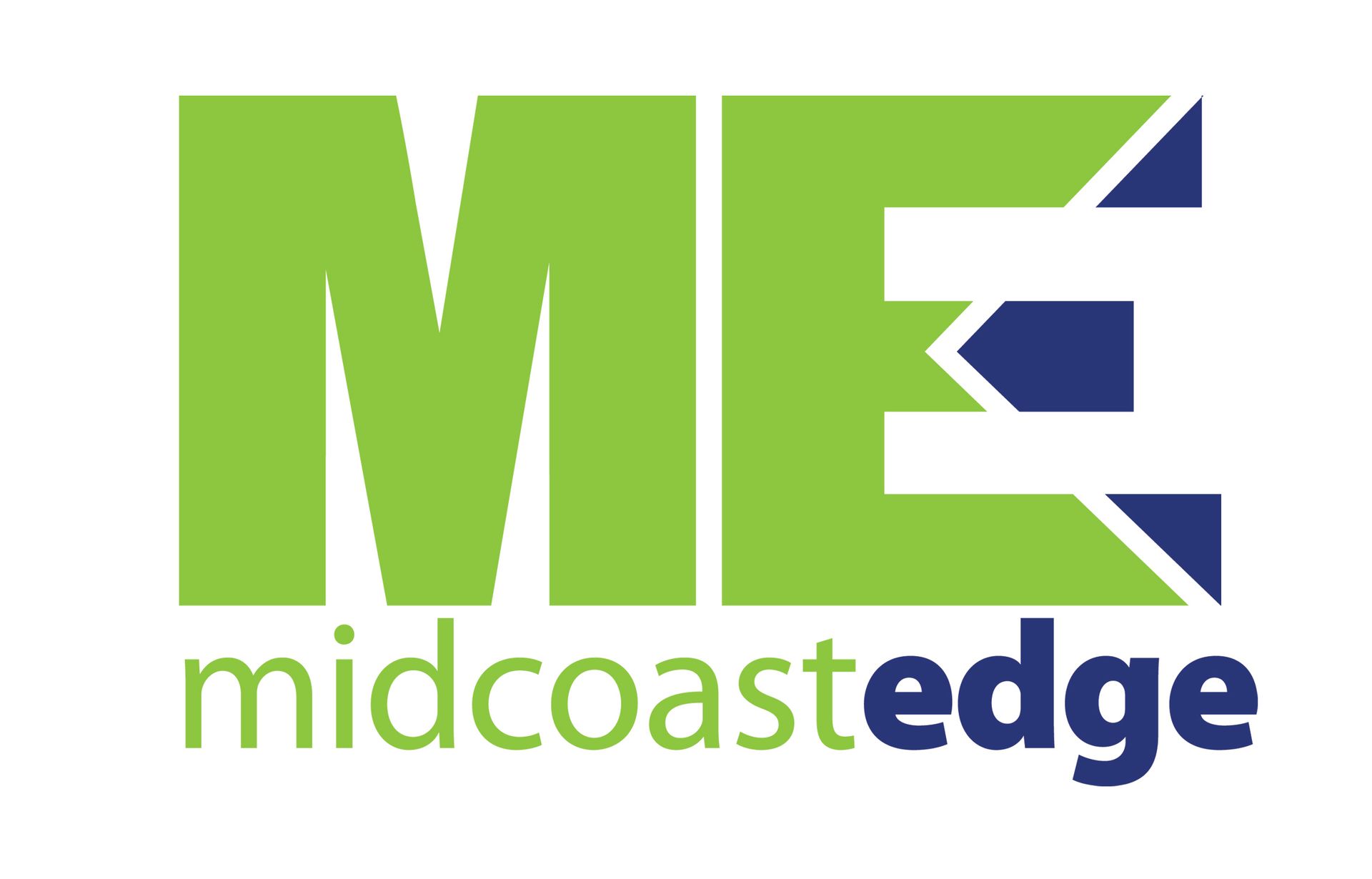 A green and blue logo for me midcoastedge